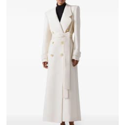 Winter Warm Women Woolen Coat Fashion White Turn-Down Collar Long Wool Coat With Belt