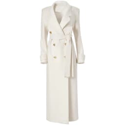 Winter Warm Women Woolen Coat Fashion White Turn-Down Collar Long Wool Coat With Belt