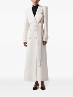 Winter Warm Women Woolen Coat Fashion White Turn-Down Collar Long Wool Coat With Belt
