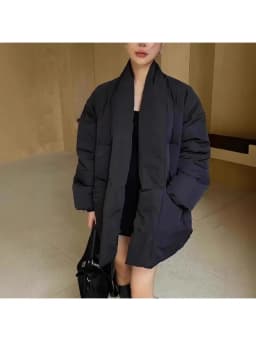 TWOTWINSTYLE Solid Spliced Belt Loose Jackets for Women V Neck Long Sleeve Temperament Parkas Female Fashion Style