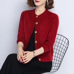 2025 New Round Neck Autumn Winter Knitted Cardigan Middle Aged Mother Knitwears Buttons Women's Sweater Coat свитер жен