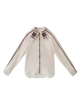 Women's Printed Stripe Shirt, Fun Playing Cards, Original Design, Spring and Autumn