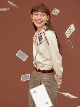 Women's Printed Stripe Shirt, Fun Playing Cards, Original Design, Spring and Autumn