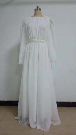 New Spring Fashion Lantern Sleeve O-Neck Solid Color Slim Fit Floor-Length Ball Gown Dress For Women