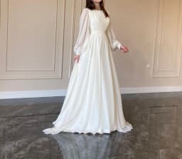 New Spring Fashion Lantern Sleeve O-Neck Solid Color Slim Fit Floor-Length Ball Gown Dress For Women
