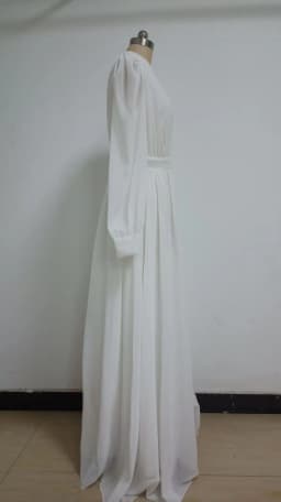New Spring Fashion Lantern Sleeve O-Neck Solid Color Slim Fit Floor-Length Ball Gown Dress For Women