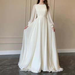 New Spring Fashion Lantern Sleeve O-Neck Solid Color Slim Fit Floor-Length Ball Gown Dress For Women