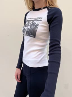 Rock Guitarist Graphic Long Sleeve T-shirts Women Spring New Print Cotton Ribbed T Shirt Femme Vintage Streetwear Slim Y2k Tops