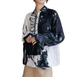 Y2K stylish blouses skull printing shirts lantern Sleeve with lace decor shirts blouses casual loose streetwears Blusas Mujer