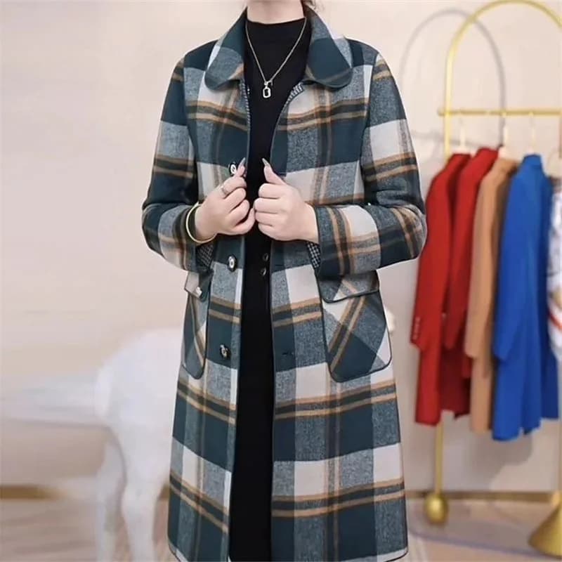 Double-Sided Plaid Coat For Women's Mid Length 2026 New Autumn and Winter New Korean Version Double-Sided Woolen Coat for Women