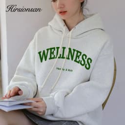 Hirsionsan Letter Print Women Sweatshirt 2023 New Warm Full Sleeve Hoodies Ladies Streetwear Winter Pullovers Loose Clothes