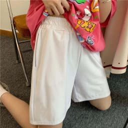 Women Shorts Summer Elastic Waist Korean Style Short High Waist Pants Fitness Running Shorts Harajuku Loose Casual Large Sports