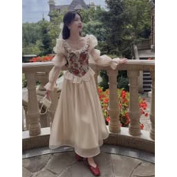 MEXZT Vintage Floral Midi Dress Women Elegant Party Prom Luxury Print Dresses Summer Korean Fairy Puff Sleeve Bodycon Vestidos