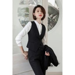 Women's Suit Vest Lapel Double-Breasted Business Slim Fit Sleeveless Women Office Work Female Waistcoat Short Vest Outerwear