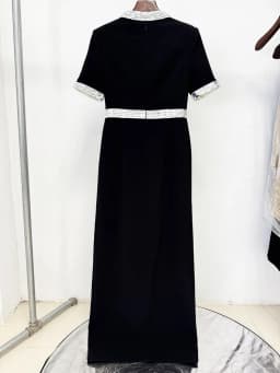 HIGH STREET Newest Fashion 2026 Designer Party Women's Short Sleeve Luxurious Diamonds Beaded Long Maxi Dress