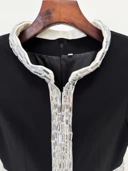 HIGH STREET Newest Fashion 2026 Designer Party Women's Short Sleeve Luxurious Diamonds Beaded Long Maxi Dress
