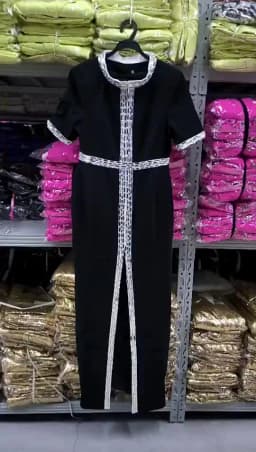 HIGH STREET Newest Fashion 2026 Designer Party Women's Short Sleeve Luxurious Diamonds Beaded Long Maxi Dress