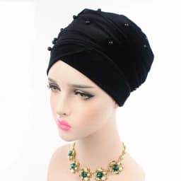 Warm Velvet Turban Scarf Hijab for Women Beading Headscarf Bonnet African Indian Hat Female Head Wraps Islamic Headwear