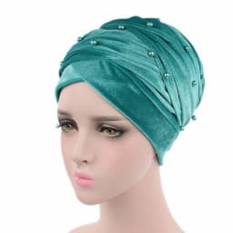 Warm Velvet Turban Scarf Hijab for Women Beading Headscarf Bonnet African Indian Hat Female Head Wraps Islamic Headwear