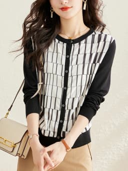 New Casual knitted cardigans Fashion patchwork shirts Basic T shirts elegant Tops