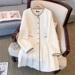 150Kg Plus Size Women's Bust 151 Autumn Loose Long Sleeve Small Fragrant Dress Black Apricot BIG 4XL 5XL 6XL 7XL 8XL 9XL 10XL
