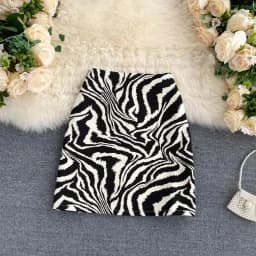 2025 Korean Zebra Print Midi Skirt Women Autumn New Female A-line High Waist Loose Skirts Vintage Mini Skirt