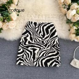 2025 Korean Zebra Print Midi Skirt Women Autumn New Female A-line High Waist Loose Skirts Vintage Mini Skirt
