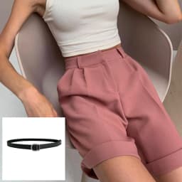 Hirsionsan High Waist Shorts Women 2023 New Summer Casual Elegant Soft Pants with Sashes Loose Shorts with Pockets for Ladies