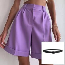 Hirsionsan High Waist Shorts Women 2023 New Summer Casual Elegant Soft Pants with Sashes Loose Shorts with Pockets for Ladies