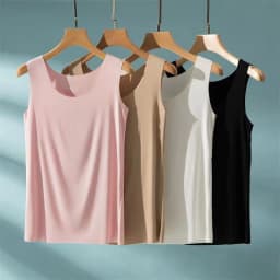 Solid Color Basic Sleeveless T-Shirt Women Summer Casual Simple No Trace Tanks Vest Lady All-Match Soft Breathable Elastic Tees
