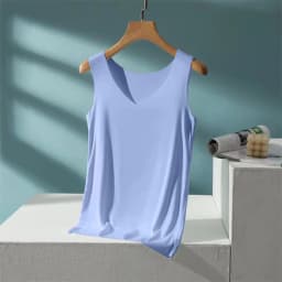Solid Color Basic Sleeveless T-Shirt Women Summer Casual Simple No Trace Tanks Vest Lady All-Match Soft Breathable Elastic Tees