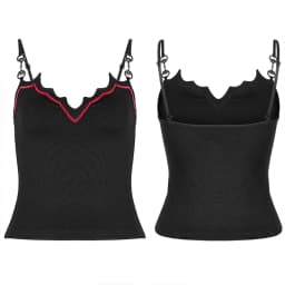 PUNK RAVE Women's Gothic Daily Bat Camisoles Sexy Slim Camisole Which Is Novel Metal Loop Fashion Tops Camis