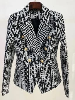 HIGH STREET Newest 2026 Designer Jacket Women Lion Buttons Double Breasted Slim Fitting Monogram Jacquard Blazer