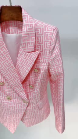 HIGH STREET Newest 2026 Designer Jacket Women Lion Buttons Double Breasted Slim Fitting Monogram Jacquard Blazer