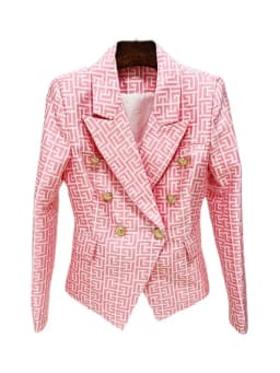 HIGH STREET Newest 2026 Designer Jacket Women Lion Buttons Double Breasted Slim Fitting Monogram Jacquard Blazer
