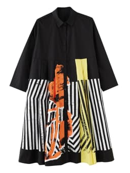 Long Sleeve Patchwork Vintage Print Dresses For Women Loose Casual Midi Dress Robe Fashion Elegant Clothing Spring Autumn 2026