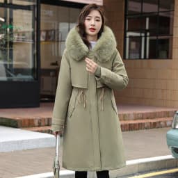 Korean Cotton Lined Winter Parkas Women Faux Fur Collar Hooded Jackets 2023 Warm Cotton Padded Coat Outerwear Female Windbreaker