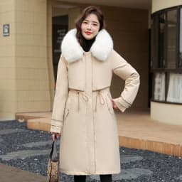 Korean Cotton Lined Winter Parkas Women Faux Fur Collar Hooded Jackets 2023 Warm Cotton Padded Coat Outerwear Female Windbreaker