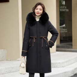 Korean Cotton Lined Winter Parkas Women Faux Fur Collar Hooded Jackets 2023 Warm Cotton Padded Coat Outerwear Female Windbreaker