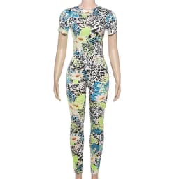 STYLISH LADY Floral Leopard Printed Jumpsuits 2025 Summer Women Short Sleeve O Neck Bodycon Sexy Club Party Street Overalls