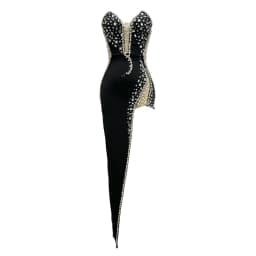 Factory Wholesale Women's Black Blue Strapless Beaded High-end Sexy Boutique Celebrity Cocktail Party Bandage Long Dress