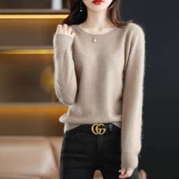 Autumn and Winter New Women's Sweater 100% Mink Cashmere Women's O-Neck Pullover Casual Knitting Basic Fashion Oversize Top