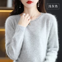 Autumn and Winter New Women's Sweater 100% Mink Cashmere Women's O-Neck Pullover Casual Knitting Basic Fashion Oversize Top