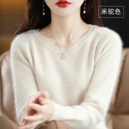 Autumn and Winter New Women's Sweater 100% Mink Cashmere Women's O-Neck Pullover Casual Knitting Basic Fashion Oversize Top