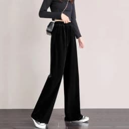 Fashion Women Velvet Pant High Waist Streetwear Loose Casual Long Maxi Straight Leg Velour Trousers Casual Pantalon Black Purple
