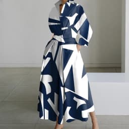 Autumn Maxi Dresses For Women Fashion Turn Down Collar Long Sleeve Party Dress Women Casual Long Dress 2023