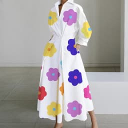 Autumn Maxi Dresses For Women Fashion Turn Down Collar Long Sleeve Party Dress Women Casual Long Dress 2023