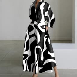 Autumn Maxi Dresses For Women Fashion Turn Down Collar Long Sleeve Party Dress Women Casual Long Dress 2023