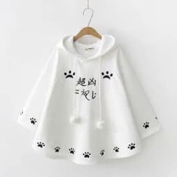 Lolita Cloak Harajuku Hoody Cloak Japanese Christmas Women Sweetshirts Fleece Cape Loose Pullover Batwing Sleeve Hoodie Coat