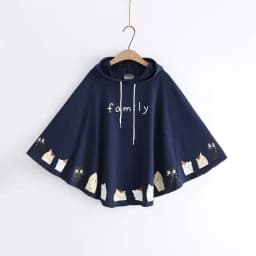 Lolita Cloak Harajuku Hoody Cloak Japanese Christmas Women Sweetshirts Fleece Cape Loose Pullover Batwing Sleeve Hoodie Coat